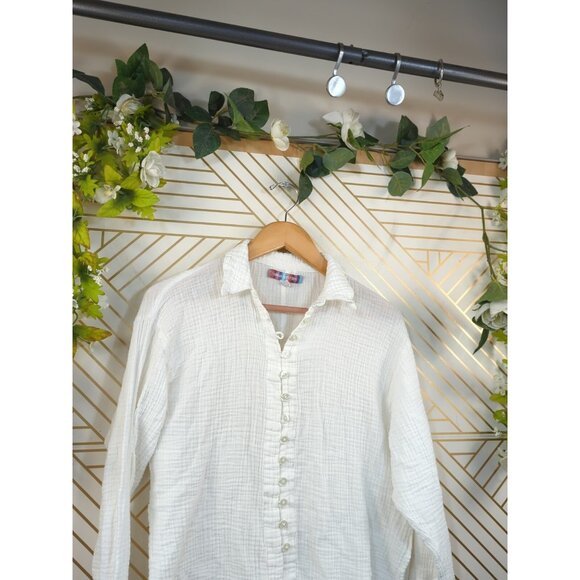 URBAN OUTFITTERS Women's Gauze Button Up Romantic Top Long Sleeve Boho White SM - Picture 2 of 7